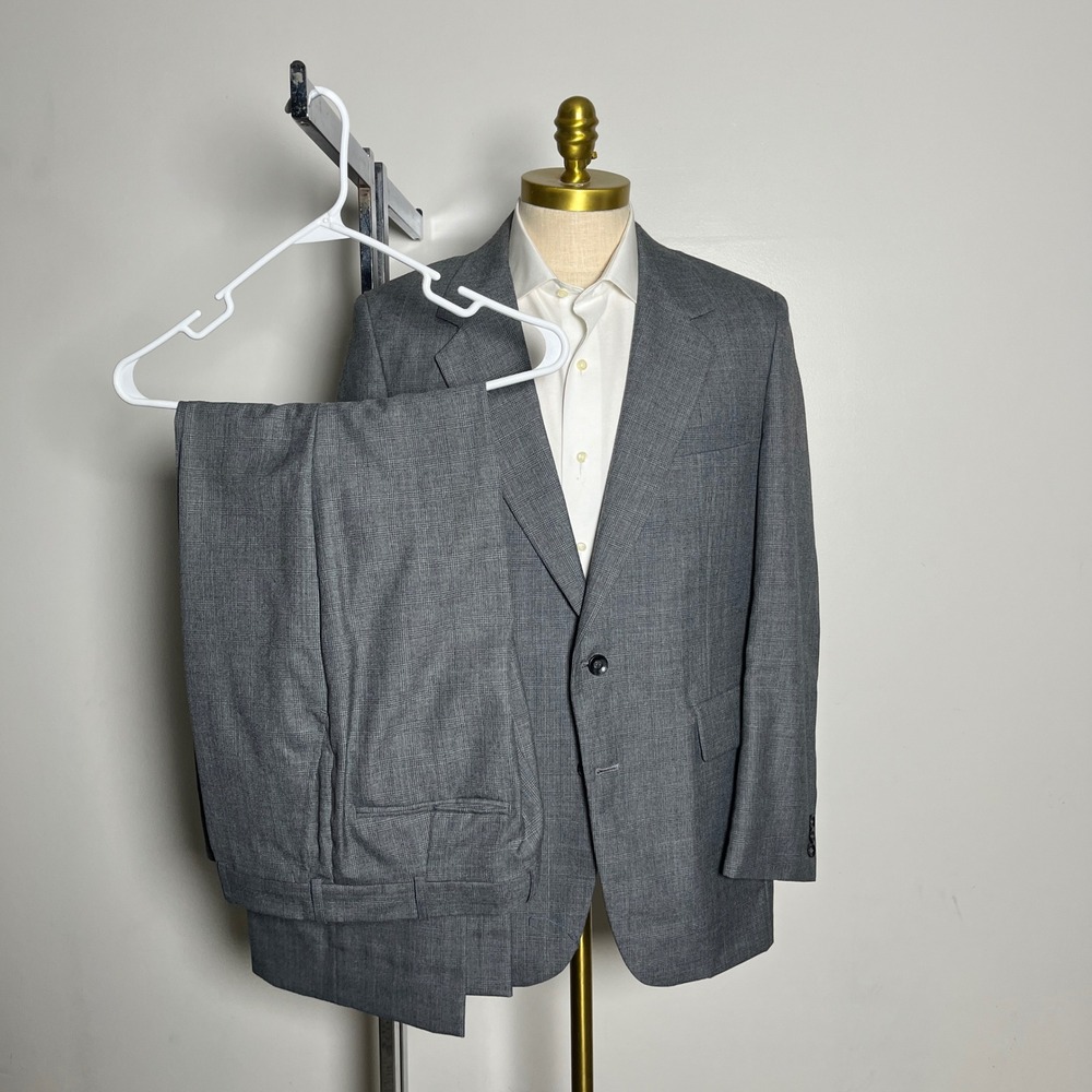 Witty Brothers Suit Mens 42R 33W Grey Glen Plaid Vintage 2-Button Flat Front